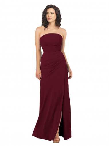 Simple Strapless Chiffon Bridesmaid Dress with Rounded Neckline Brisbane