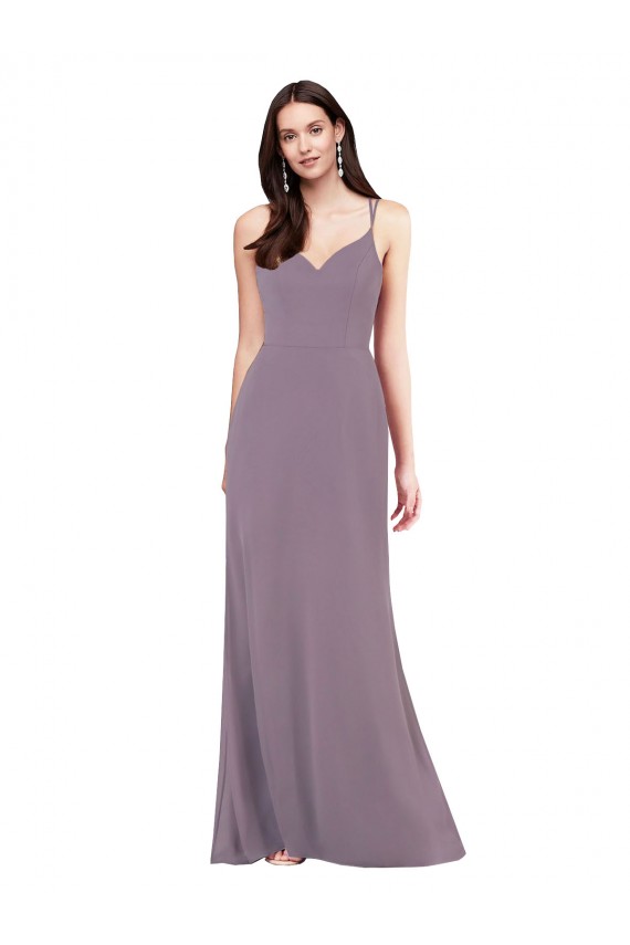 Simple Floor-Length Chiffon Formal Bridesmaid Dress with Criss-Cross Back Brisbane
