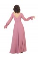 Long Sleeve Chiffon Bridesmaid Dress with Bow Detail Brisbane