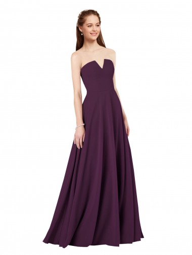 Strapless Chiffon Bridesmaid Dress with Notched Neckline Brisbane
