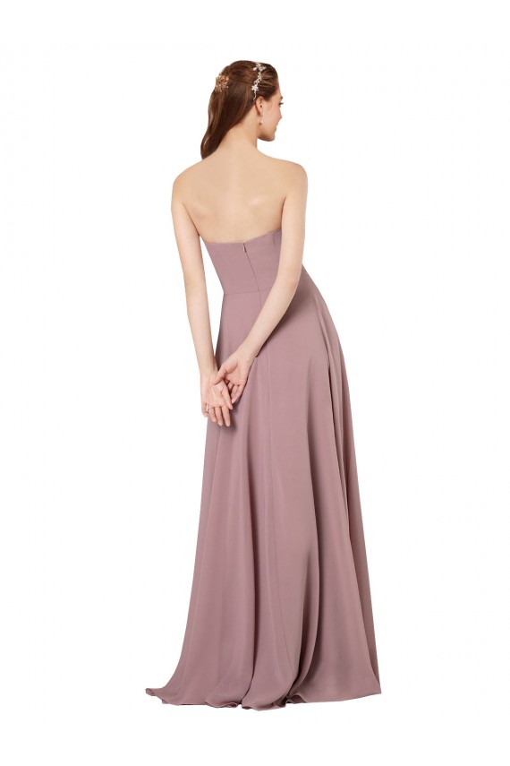 Strapless Chiffon Bridesmaid Dress with Notched Neckline Brisbane