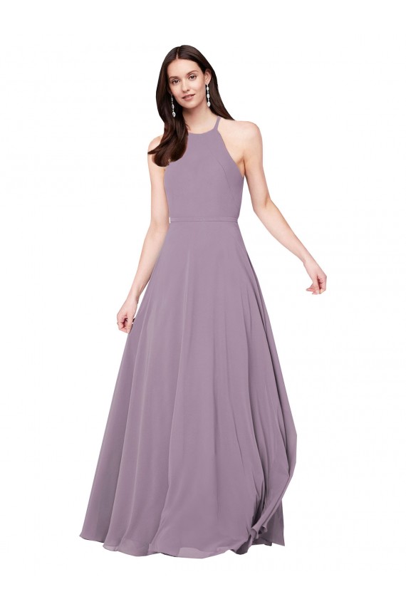 Floor Length Long Chiffon Bridesmaid Dress with Double Bow Feature Brisbane
