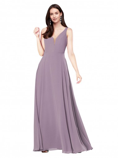 Long Chiffon Formal Bridesmaid Dress with Open Back Brisbane
