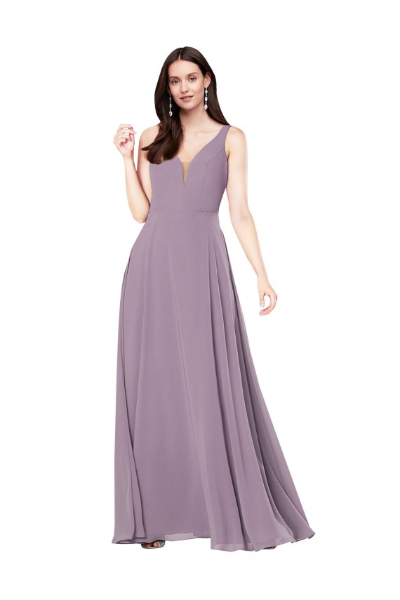Long Chiffon Formal Bridesmaid Dress with Open Back Brisbane