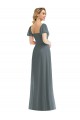 Puff Sleeves Chiffon Maxi Bridesmaid Dress with Front Slit Brisbane