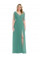 Plunge Neckline Bow Shoulder Chiffon Maxi Bridesmaid Dress Brisbane
