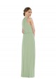 High Neck Scarf Tie Blouson Bodice Maxi Bridesmaid Dress with Front Slit Brisbane