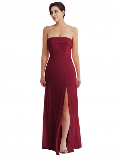 Cuffed Strapless Maxi Formal Bridesmaid Dress with Front Slit Brisbane