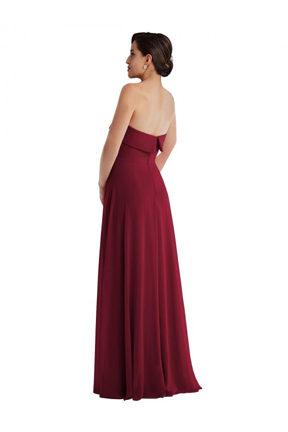 Cuffed Strapless Maxi Formal Bridesmaid Dress with Front Slit Brisbane