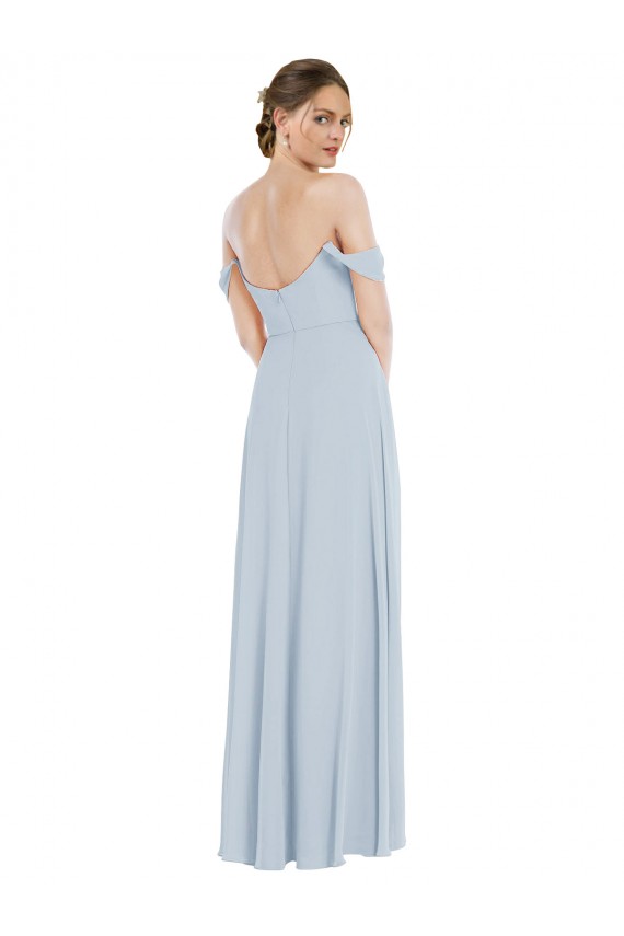 Off the Shoulder Basque Neck Maxi Bridesmaid Dress with Flounce Sleeves Brisbane