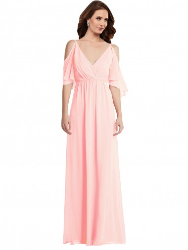 Cold Shoulder Draped Wrap Maxi Bridesmaid Dress Brisbane