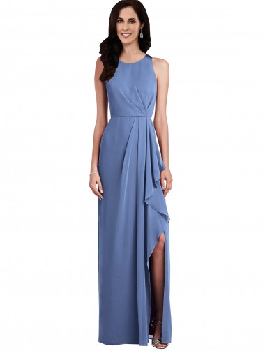 Sleeveless Chiffon Bridesmaid Dress with Draped Front Slit Brisbane