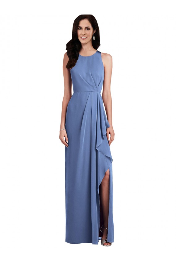 Sleeveless Chiffon Bridesmaid Dress with Draped Front Slit Brisbane