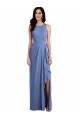 Sleeveless Chiffon Bridesmaid Dress with Draped Front Slit Brisbane