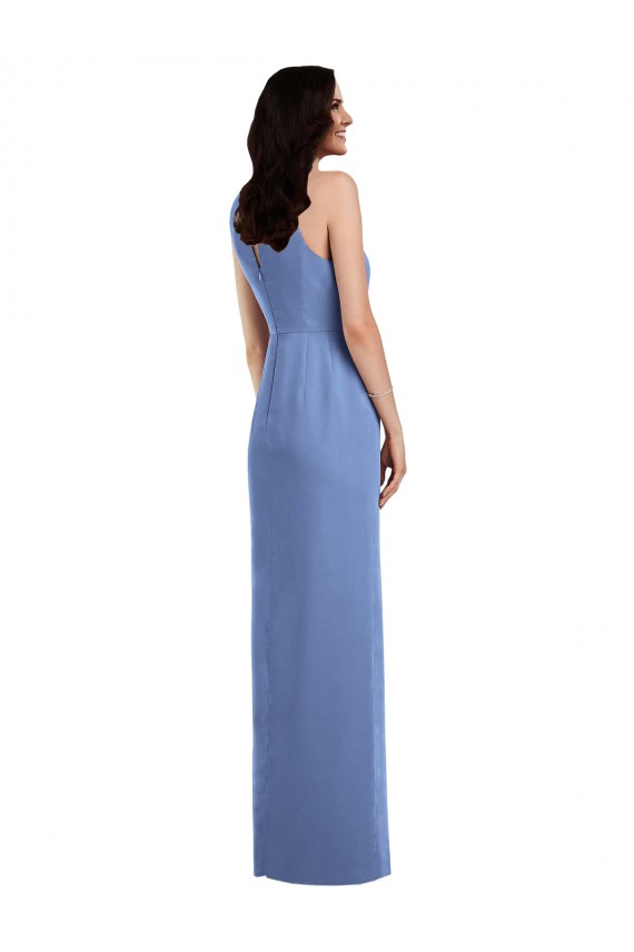 Sleeveless Chiffon Bridesmaid Dress with Draped Front Slit Brisbane