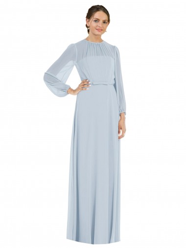 Strapless Chiffon Maxi Formal Bridesmaid Dress with Puff Sleeve Blouson Overlay Brisbane