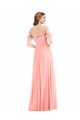 Off the Shoulder Ruffle Cuff Sleeve Chiffon Maxi Bridesmaid Dress Brisbane