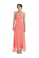 Scoop Neck Ruffle Trimmed High Low Maxi Bridesmaid Dress Brisbane
