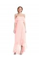 Off the Shoulder Ruffled High Low Maxi Bridesmaid Dress Brisbane