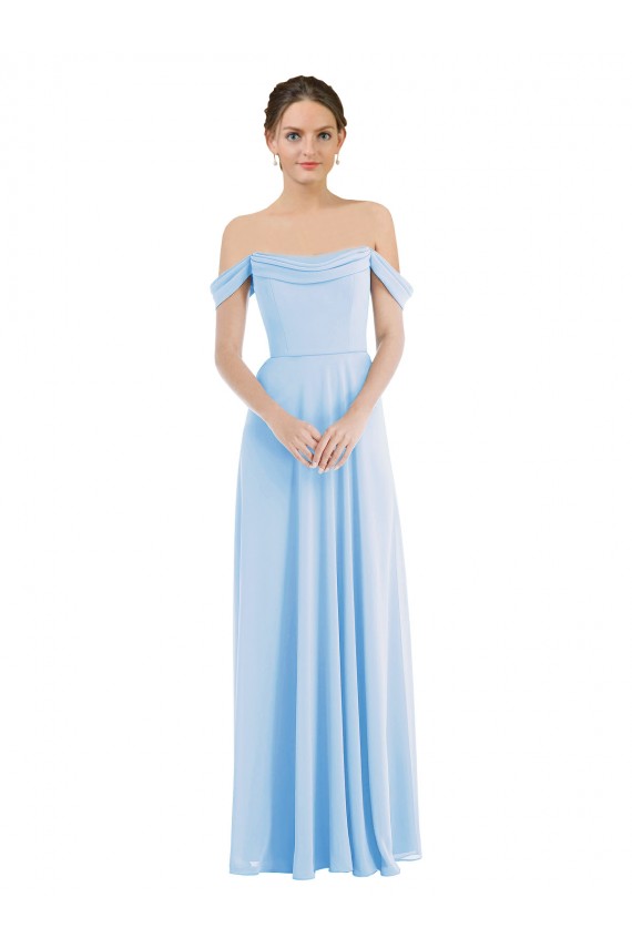 Off the Shoulder Draped Neckline Maxi Formal Bridesmaid Dress Brisbane