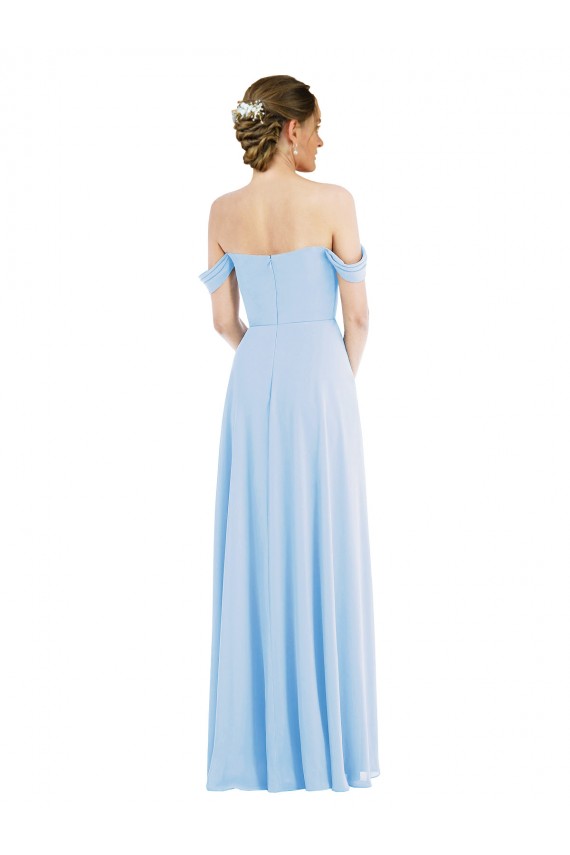 Off the Shoulder Draped Neckline Maxi Formal Bridesmaid Dress Brisbane