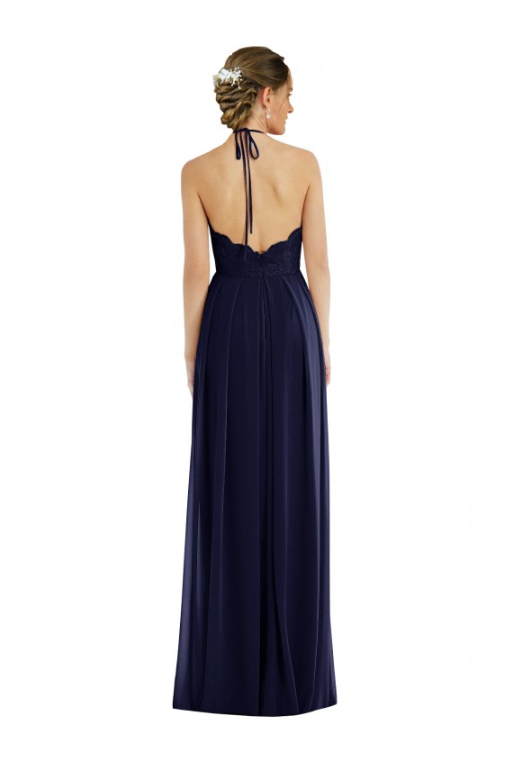 Tie Neck Lace Halter Pleated Skirt Maxi Bridesmaid Dress Brisbane