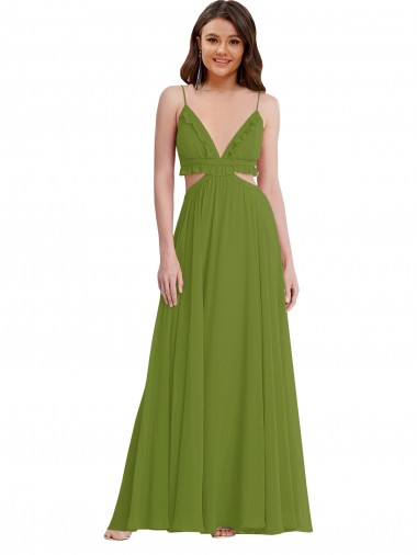 Ruffled Chiffon Cutout Maxi Bridesmaid Dress Brisbane