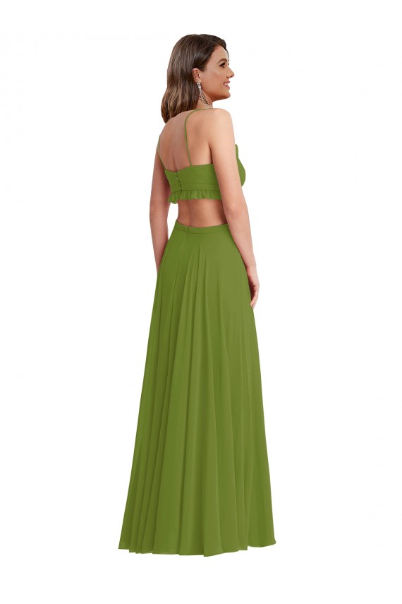 Ruffled Chiffon Cutout Maxi Bridesmaid Dress Brisbane