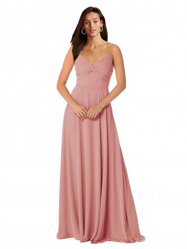 Twist-Knot V-Neck Long Chiffon Bridesmaid Dress Brisbane