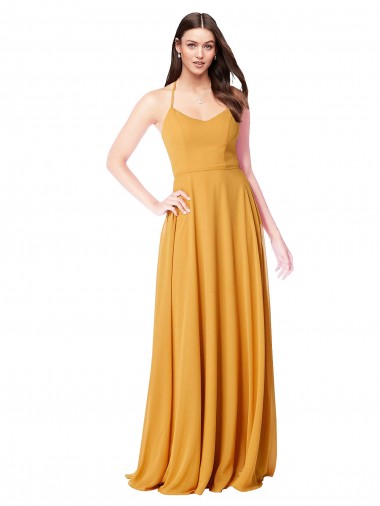 Chiffon A-Line Bridesmaid Dress with Halter Back Brisbane