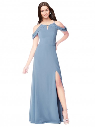 High Neck Chiffon Bridesmaid Dress with Draped Sleeves Brisbane