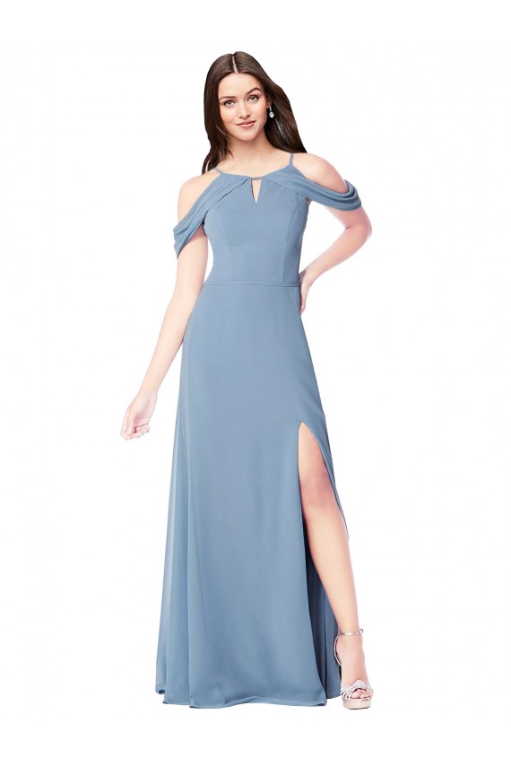 High Neck Chiffon Bridesmaid Dress with Draped Sleeves Brisbane