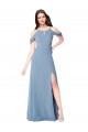 High Neck Chiffon Bridesmaid Dress with Draped Sleeves Brisbane
