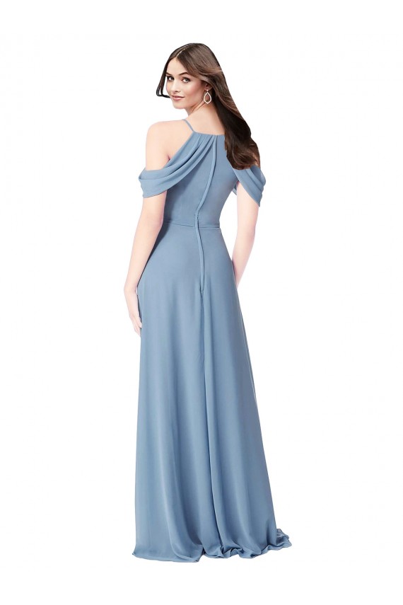 High Neck Chiffon Bridesmaid Dress with Draped Sleeves Brisbane