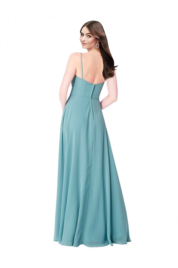 Draped Empire V-Neck Chiffon Bridesmaid Dress Brisbane