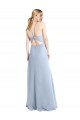Halter Neck Long Chiffon Bridesmaid Dress with Strappy Back and Daring Side Slit Brisbane