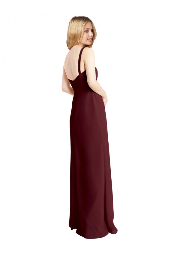 Square Neckline Soft A-Line Chiffon Bridesmaid Dress with Side Slit Brisbane