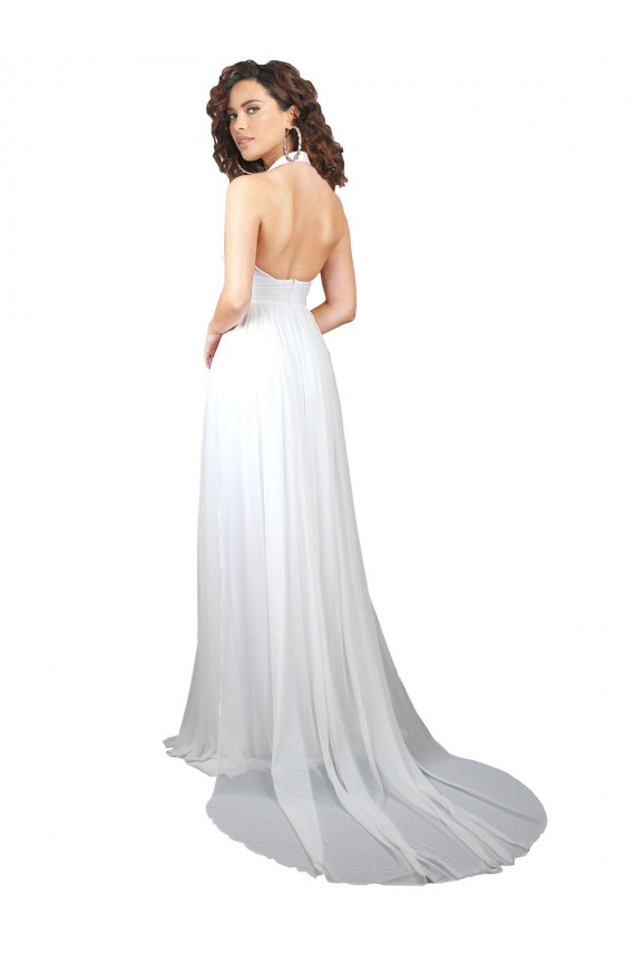 Halter Plunge V-Neckline Chiffon Dress with High Leg Split Brisbane