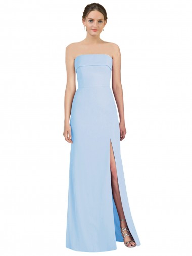 Strapless Trumpet Chiffon Formal Bridesmaid Dress with Thigh high Slit Brisbane
