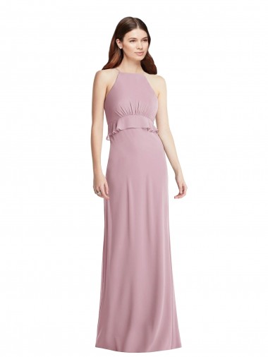 Bias Ruffle Empire Waist Halter Maxi Bridesmaid Dress Brisbane