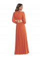 High Low Ruffled Long Chiffon Cutout Bishop Sleeves Maxi Bridesmaid Dress Brisbane