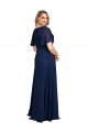 Chiffon V-Neck Short Sleeves Long Formal Bridesmaid Dress / Prom Dress with High Slit Brisbane