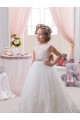 Ivory Ball Gown Bateau Neck Chapel Train V-Back Flower Girl Dress Brisbane