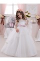 Ivory Ball Gown Bateau Neck Long Chapel Train Sleeveless Flower Girl Dress Brisbane