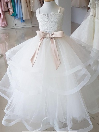 Ivory Ball Gown High Neck Floor Length Flower Girl Dress Brisbane