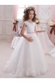 Ivory Ball Gown High Neck Floor Length Keyhole Back Flower Girl Dress Brisbane