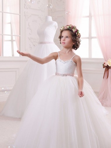Ivory Ball Gown Sweetheart Chapel Train Sleeveless Flower Girl Dress Brisbane