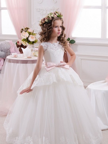 Ivory Ball Gown Sweetheart V-Back Sleeveless Flower Girl Dress Brisbane