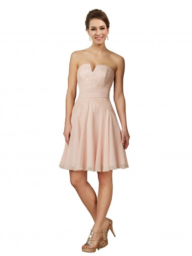 Lace and Chiffon Bridesmaid Dress / Cocktail Dress with Unique Neckline Brisbane