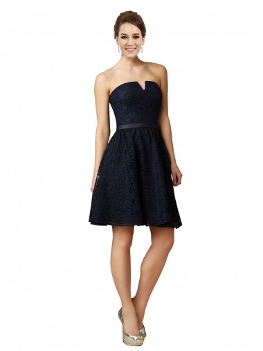 Classic Knee Length Lace Bridesmaid Dress / Cocktail Dress with Notched Neckline Brisbane